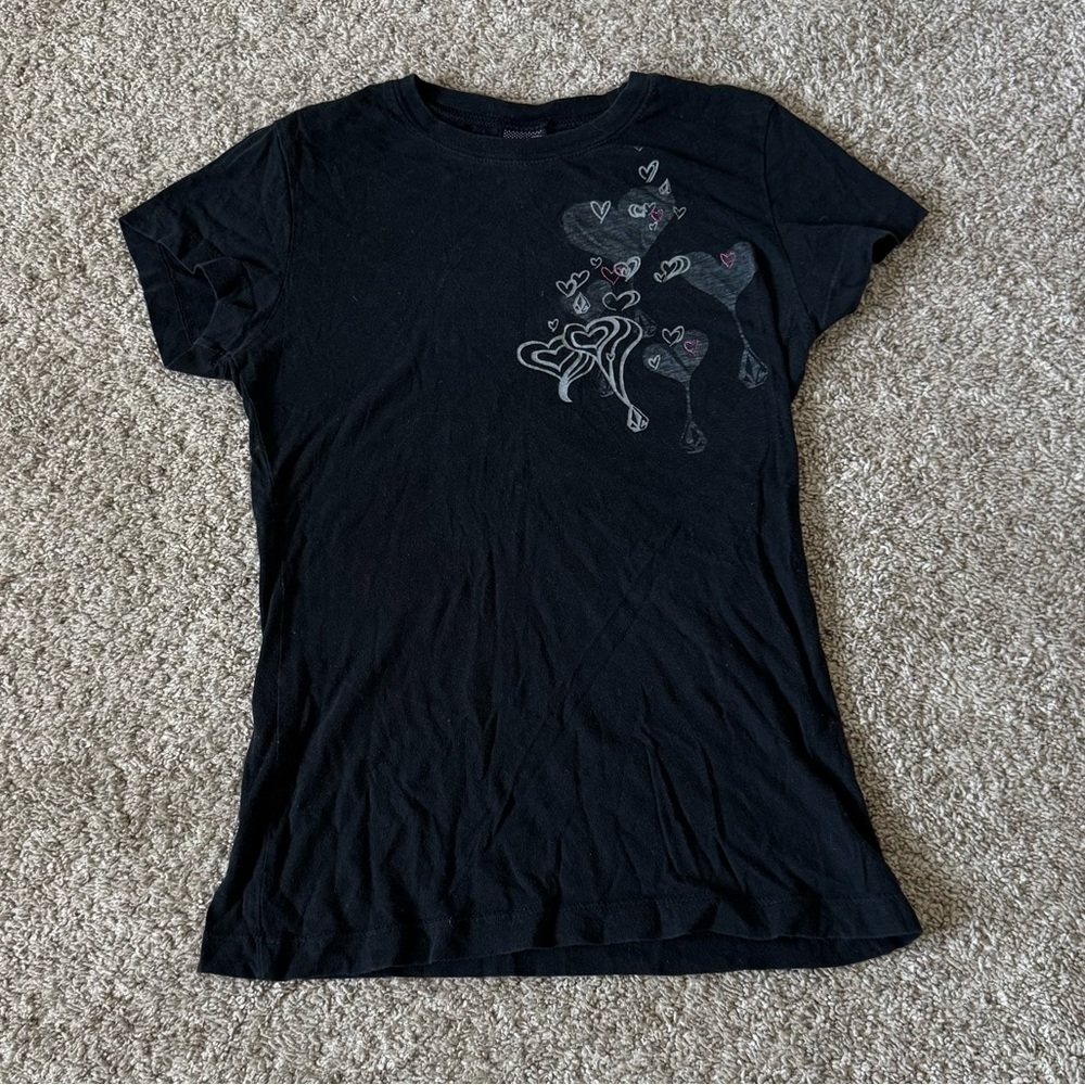 Volcom women’s Graphic Print short Sleeve black tee tshirt top size M